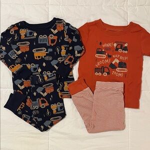 Old Navy Cotton Blue & Orange Construction Pajama Set
